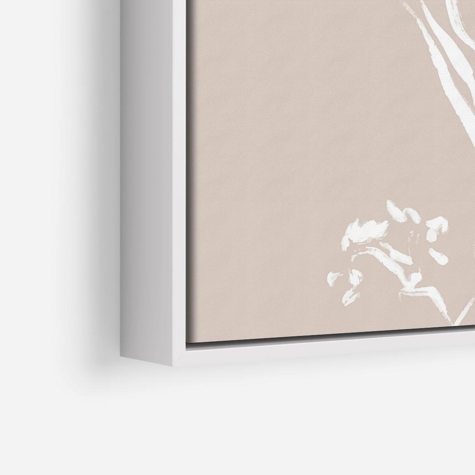 Obraz w ramie 50x50 - Harmonijne Mini Boho - minimalistyczny delikatny obraz, beżowe odcienie - rama biała