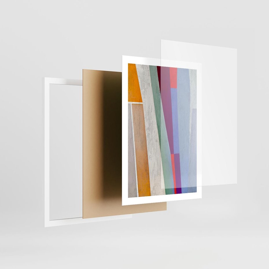 Plakat w ramie 50x70 - Księga Ukrytych Odbić - abstrakcyjne dziwne kształty, olejny obraz - rama biała