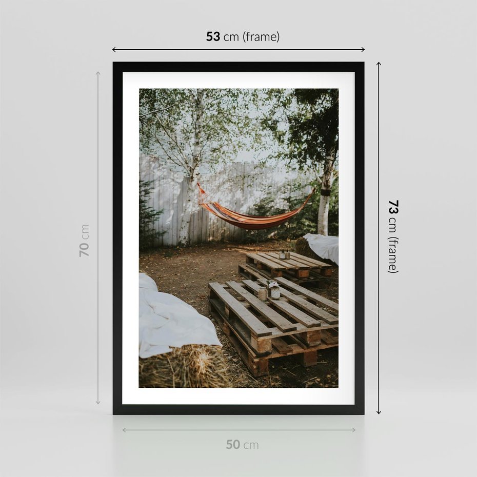 Plakat w ramie 50x70 - Harmonia i Spokój - boho, relaks - rama czarna