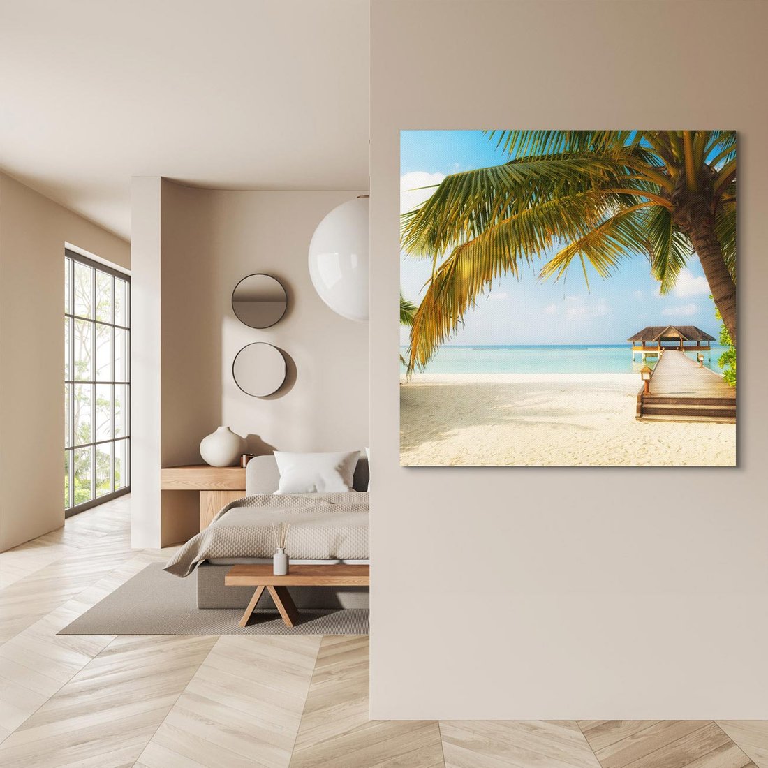 Obraz na płótnie 40x40 - Rajski relaks na Malediwach - Malediwy, plaża