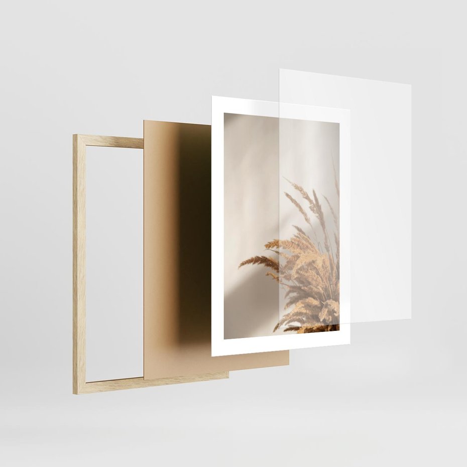 Plakat w ramie 30x40 - Swobodne trawy boho - boho, suche - rama drewno