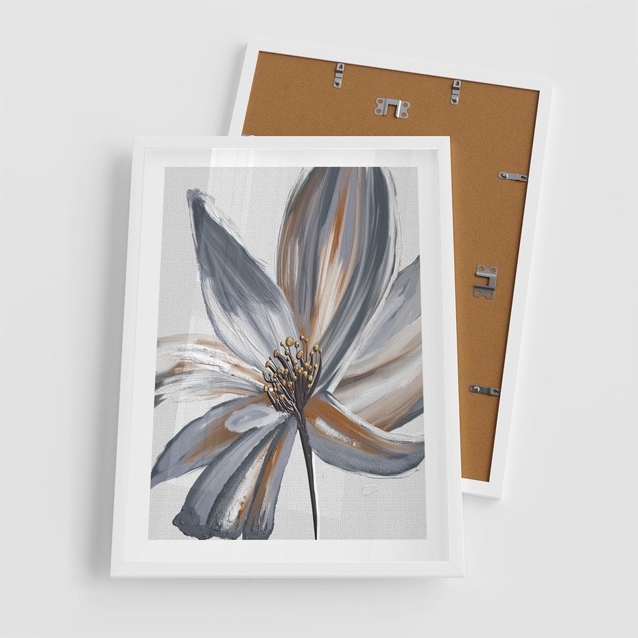 Plakat w ramie 50x70 - Olejne kwiaty - wyraz emocji - kwiaty, malowane - rama biała