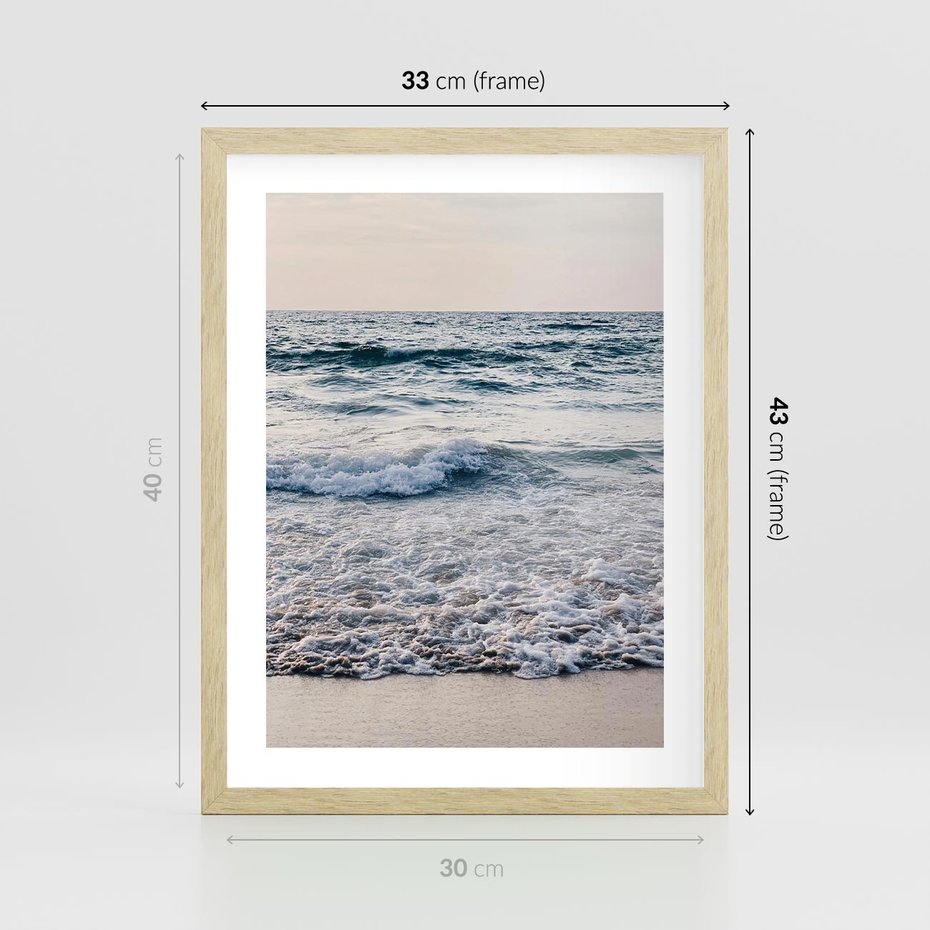 Plakat w ramie 30x40 - Malowniczy Nadmorski Krajobraz - morze, fale - rama drewno