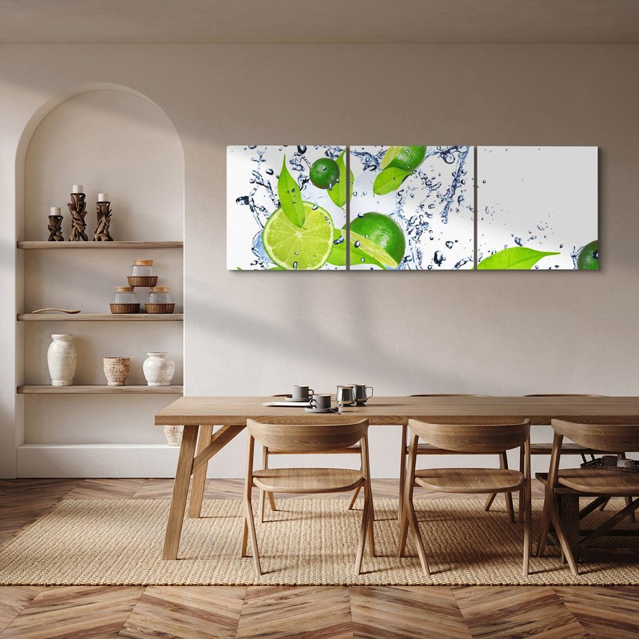 Obraz na płótnie 90x30 - Cytrusowa Świeżość - limonki, cytryny