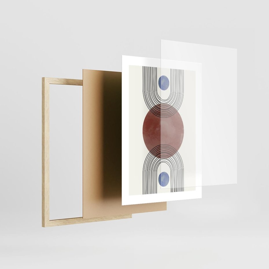 Plakat w ramie 30x40 - Księga Impulsów - nowoczesny plakat, styl midcentury - rama drewno