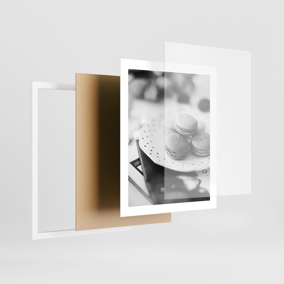 Plakat w ramie 40x50 - Makaroniki w Szarości - czarno biała fotografia, plakat - rama biała