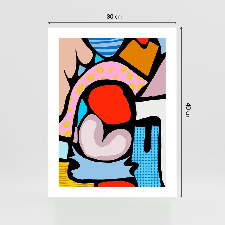 Plakat bez ramy 30x40 - Czarny Komiks - abstrakcyjne formy, komiksowy styl