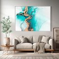 Obraz w ramie 120x80 - Elegancja i Subtelność - marmur, złoto - rama biała