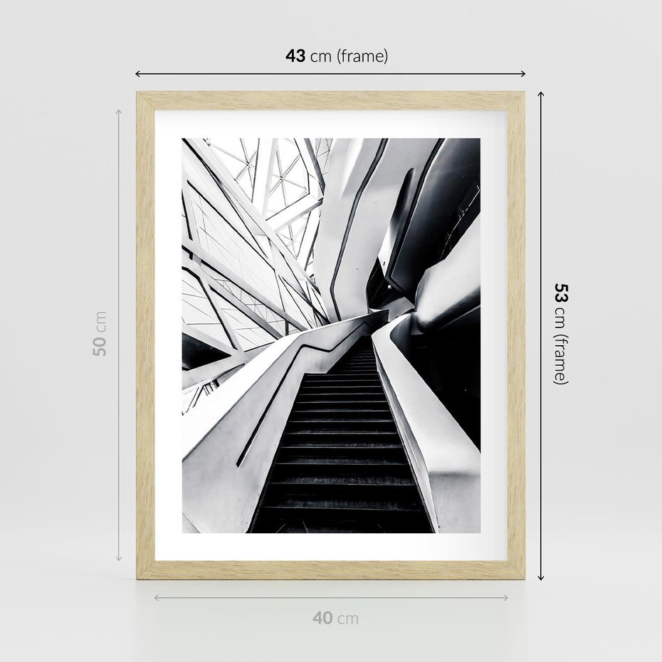 Plakat w ramie 40x50 - Współczesne Kształty - architektura, nowoczesne formy - rama drewno