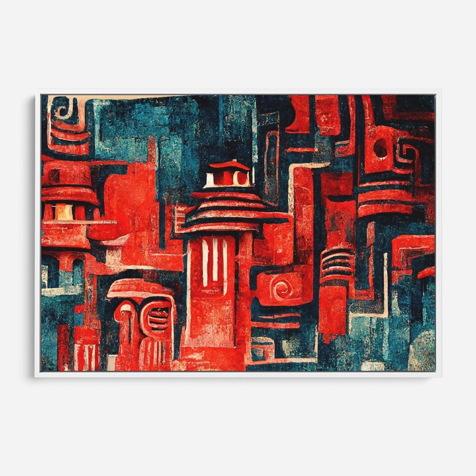 Obraz w ramie 120x80 - Mistyka Wschodnich Światów - orientalna sztuka, nawiązanie do Japonii - rama biała