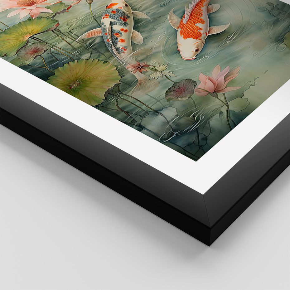 Zestaw obrazy w ramie 50x70 galeria - japonia, orient, kwiaty, japandi - rama czarna