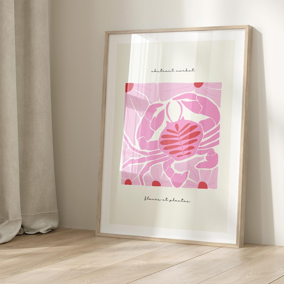 Plakat w ramie 40x50 - Rozświetlone Impresje - abstrakcyjny plakat, krab - rama drewno