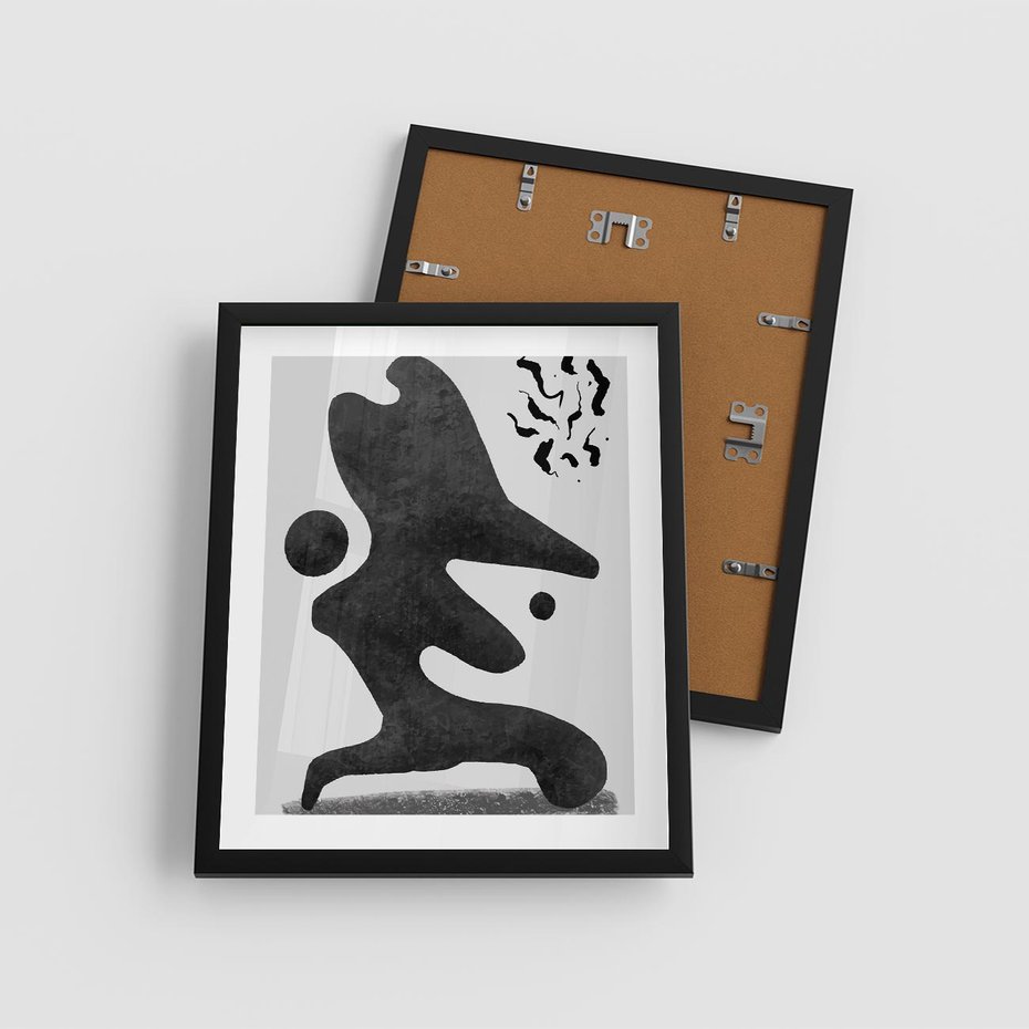 Plakat w ramie 40x50 - Abstrakcja w Monochromii - nowoczesna grafika, abstrakcja - rama czarna