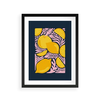 Plakat w ramie 40x50 - Kreatywne Rytmy - granatowe tło, nowoczesna kompozycja - rama czarna