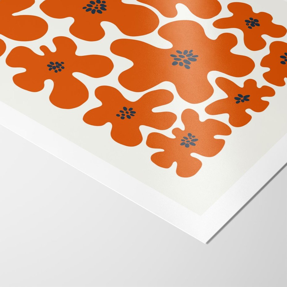 Plakat bez ramy 21x30 - Wibracje Przestrzeni - abstrakcyjne czerwone kwiaty, kompozycja