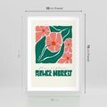 Plakat w ramie 50x70 - Retro Inspiracja - minimalistyczna kwiatowa kompozycja, pastelowe kolory - rama biała