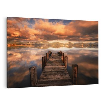 Obraz na płótnie 70x50 - Spacer po molo nad jeziorem - molo, jezioro