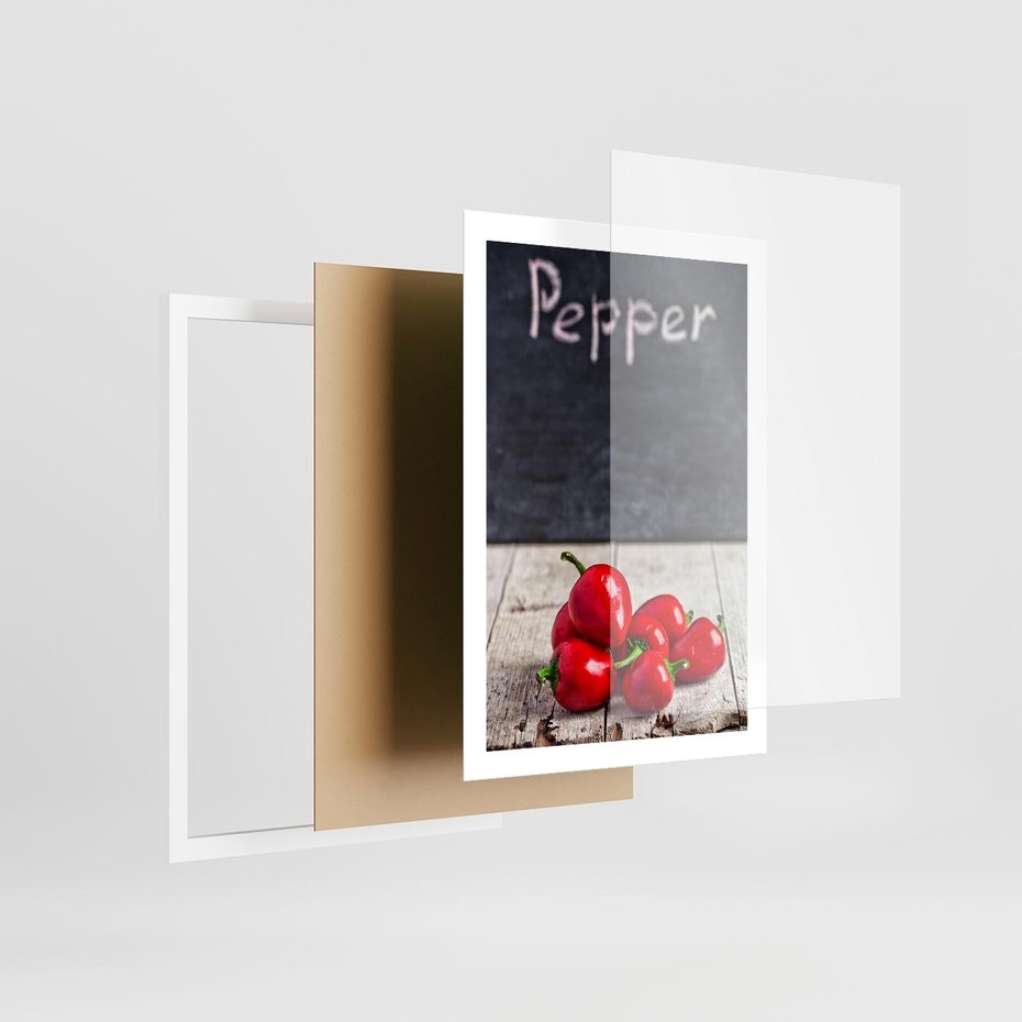Plakat w ramie 50x70 - Eksploracja smaków - papryka, kuchnia - rama biała