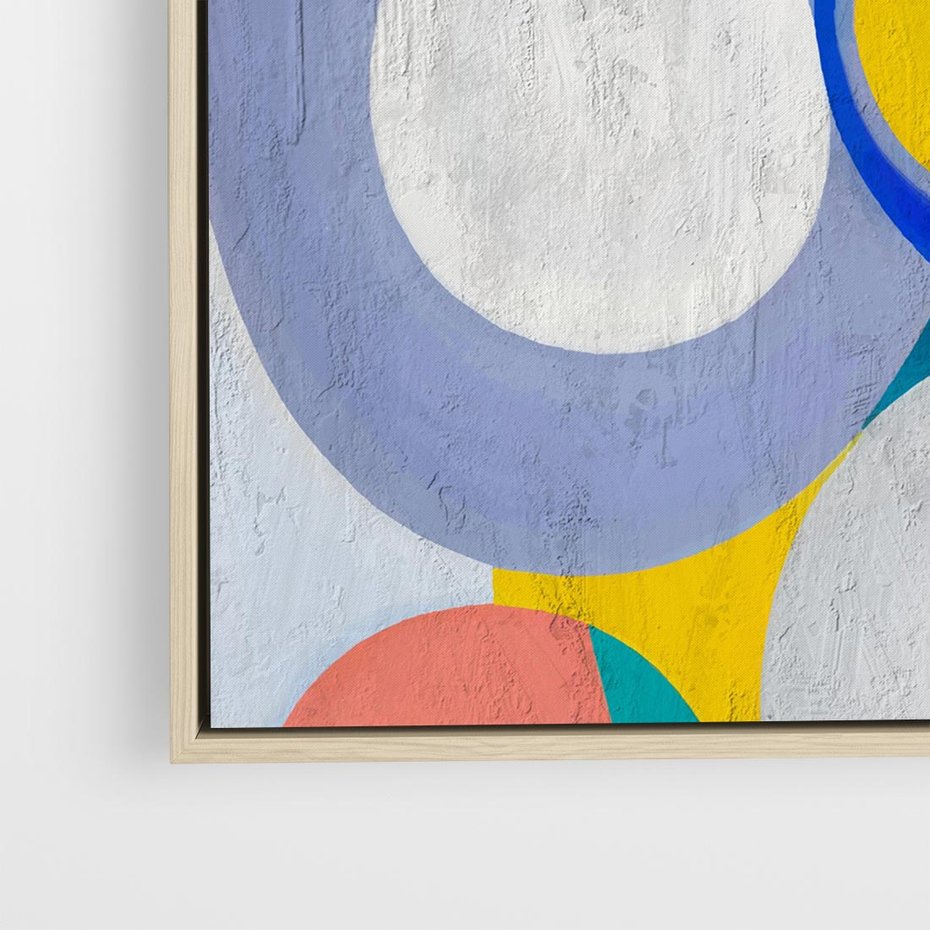 Obraz w ramie 80x80 - Rozkwitająca Symfonia Serca - abstrakcyjne geometryczne kształty, olejny obraz - rama drewno