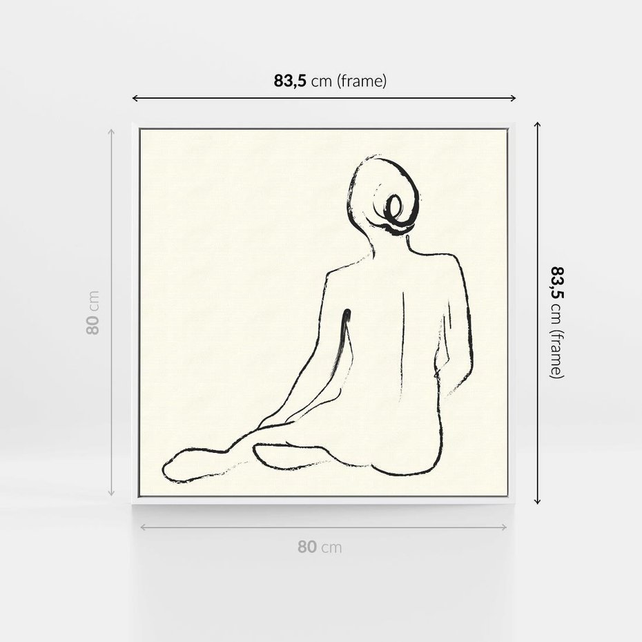 Obraz w ramie 80x80 - Akt w Minimalizmie - kobieta akt, minimalizm - rama biała