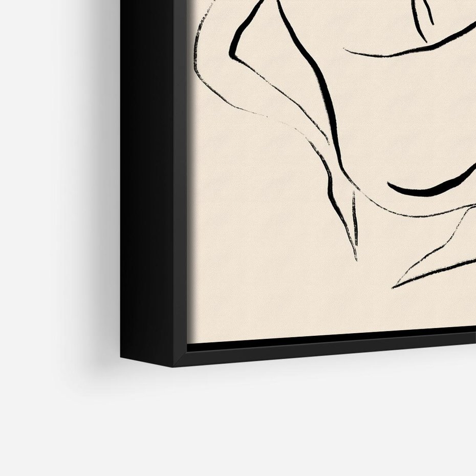 Obraz w ramie 50x50 - Piękno w Minimalizmie - abstrakcyjny rysunek, minimalistyczna kreska - rama czarna