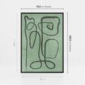 Obraz w ramie 70x100 - Zielone Wariacje w Liniach - abstrakcyjne zielone linie, skandynawski design - rama czarna