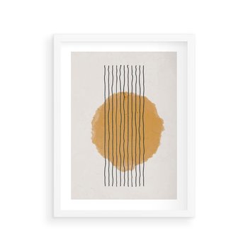 Plakat w ramie 50x70 - Taniec Emocji - abstrakcyjne akwarelowe plamy, nieregularne kreski - rama biała