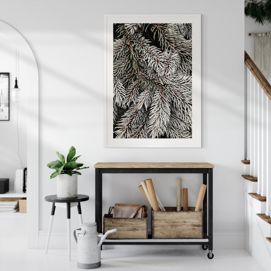 Plakat bez ramy 30x40 - Cisza Zimowej Natury - zima, iglaste gałązki