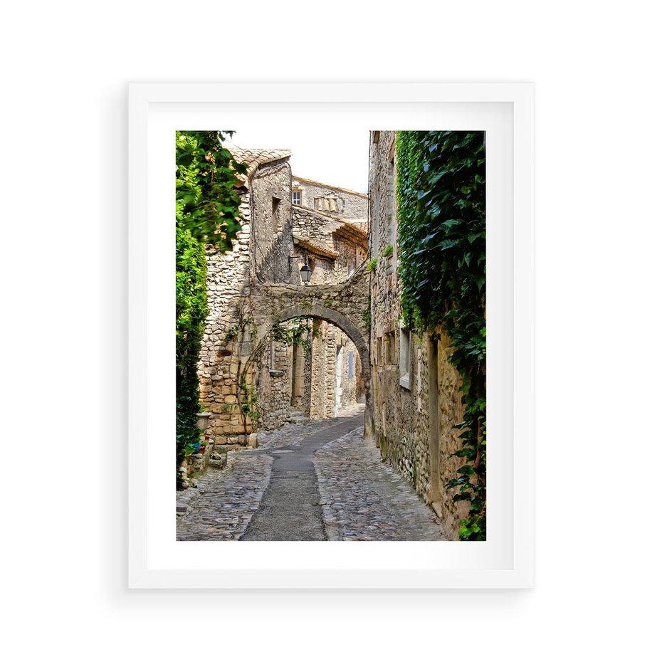 Plakat w ramie 40x50 - Urokliwa perspektywa uliczki - uliczka, perspektywa - rama biała