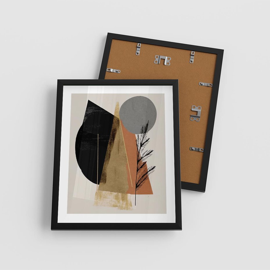 Plakat w ramie 40x50 - Wibracje Barw Ziemi - abstrakcyjny obraz, dziwne formy - rama czarna