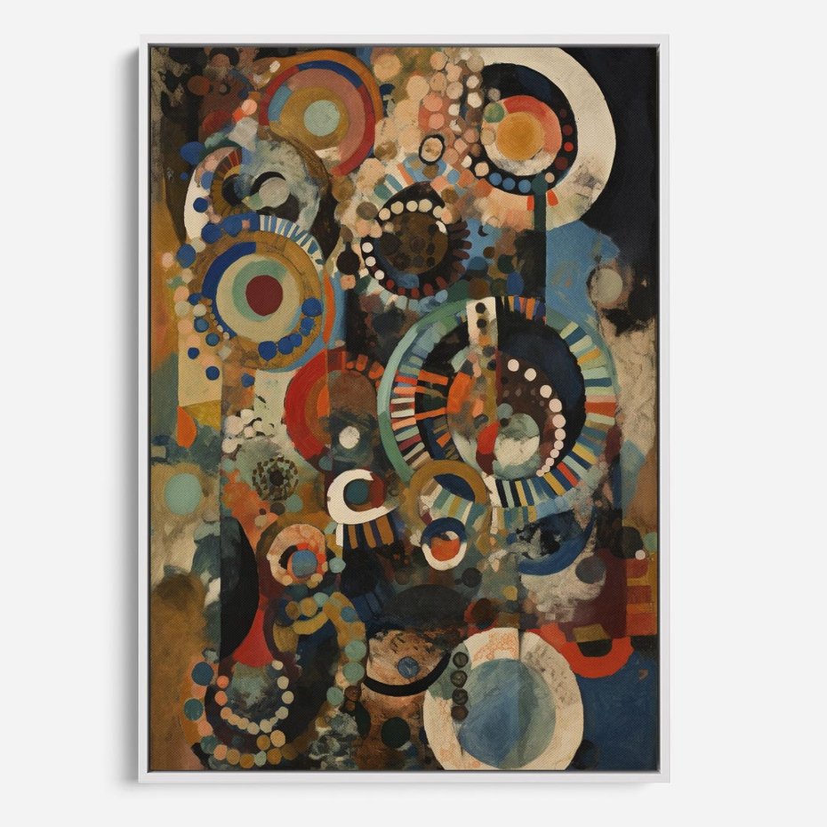 Obraz w ramie 70x100 - Podróżne Wizje Aberracji - abstrakcyjny obraz, mnogość kolorów - rama biała