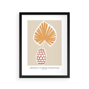 Plakat w ramie 40x50 - Kwiatowa Kreatywność - tropikalny liść w wazonie, typografia - rama czarna