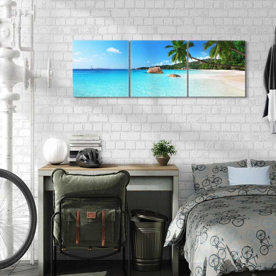 Obraz na płótnie 120x40 - Idylliczne Seszele - przyjemność dla oczu - Seszele, plaża