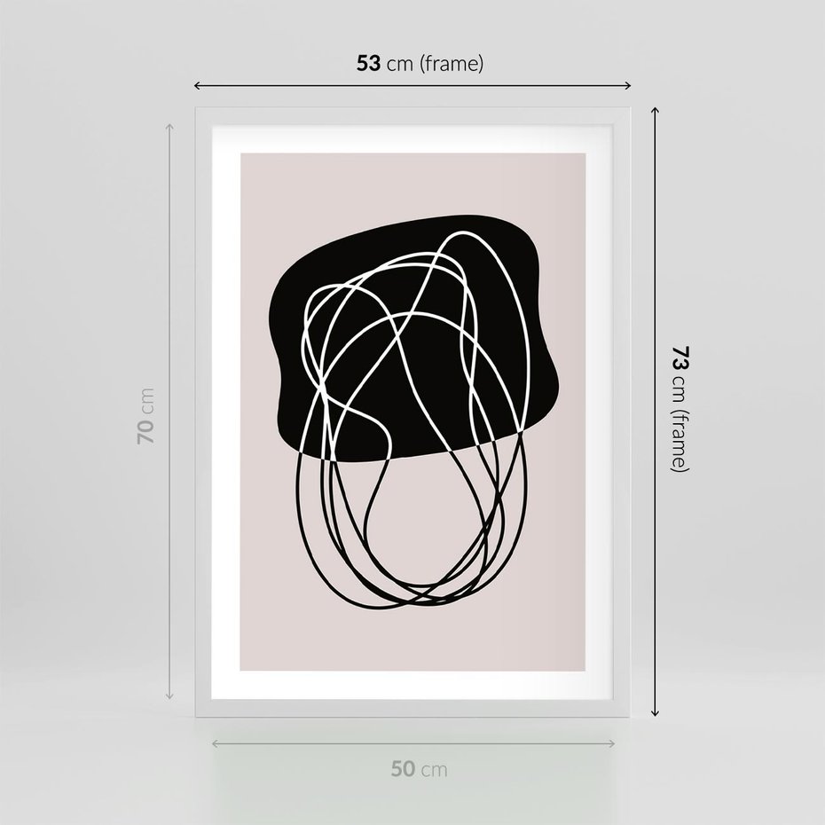 Plakat w ramie 50x70 - Abstrakcyjne Harmonie - abstrakcyjne szkicowane linie, minimalizm - rama biała