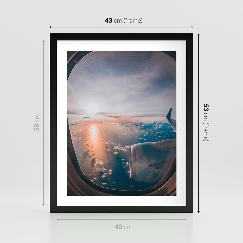 Plakat w ramie 40x50 - Widok z Góry - fotografia, zdjecie z okna samolotu - rama czarna