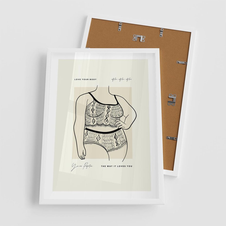 Plakat w ramie 50x70 - Spojrzenia Wewnętrznych Widoków - nowoczesna sztuka kobieca, plakat - rama biała