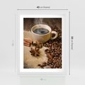 Plakat w ramie 40x50 - Kawowa filiżanka pełna aromatu - kawa, filiżanka - rama biała