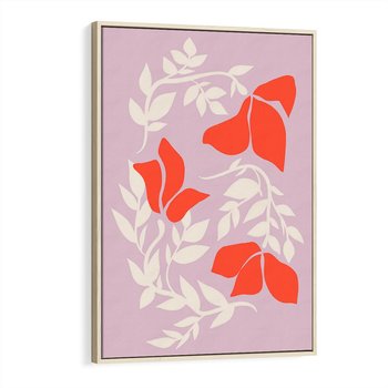 Obraz w ramie 70x100 - Kwiatowa Kreatywność - nowoczesny plakat, roślinne motywy - rama drewno