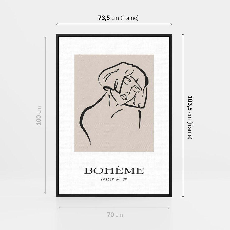 Obraz w ramie 70x100 - Echa Nieznanych Konturów - boho plakat, typografia - rama czarna