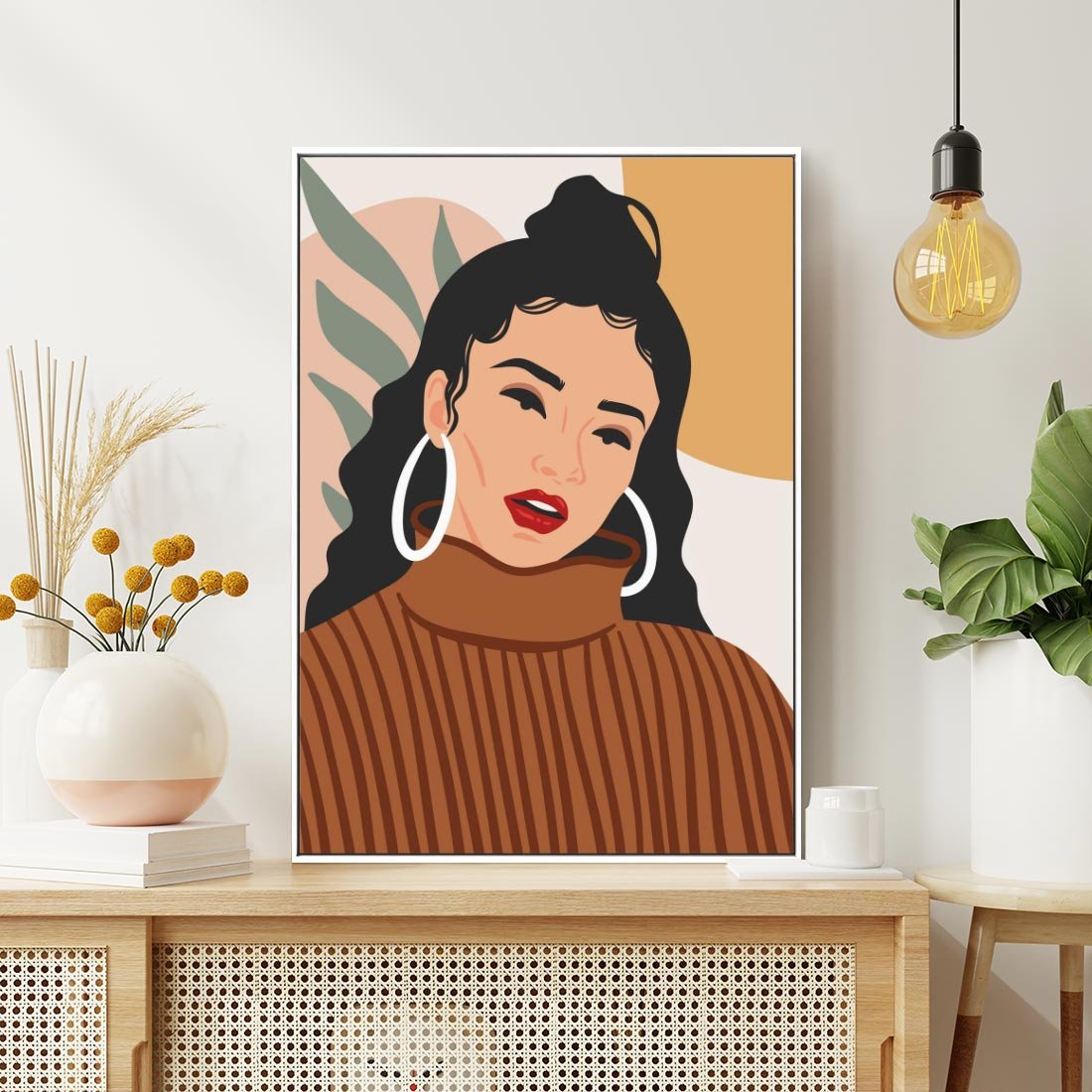 Obraz w ramie 80x120 - Kobiece Wibracje - nowoczesny plakat, styl retro - rama biała