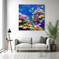 Obraz na płótnie 80x80 - Podwodne Zaczarowanie - kolorowa rafa koralowa, ukwiały