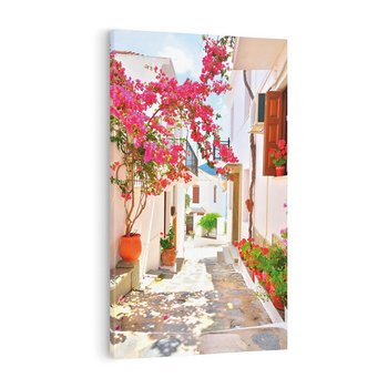 Obraz na płótnie 70x100 - Kwiatowa uliczka wakacji - kwiaty, uliczka