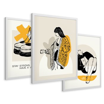 Zestaw obrazy w ramie 50x70 galeria - Fashion, moda, plakaty, sypialnia - rama biała