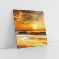 Obraz na płótnie 40x40 - Plaża Morza i Fale Zachodu Słońca - plaża, morze