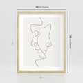 Plakat w ramie 40x50 - Jedna Linia, Dwie Twarze - minimalistyczny plakat, dwie twarze - rama drewno