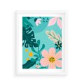 Plakat w ramie 40x50 - Kwiatowy Impuls - pastelowa kompozycja, kwiaty - rama biała