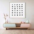 Obraz w ramie 50x50 - Boho Sztuka Wolości - minimalistyczny plakat, czarne kropki na białymtle - rama drewno