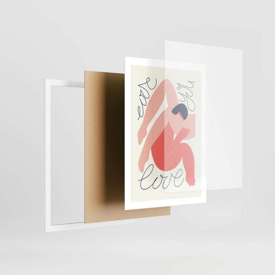 Plakat w ramie 50x70 - Dźwięk ciszy na płótnie - para zakochanych, graficzny obraz - rama biała