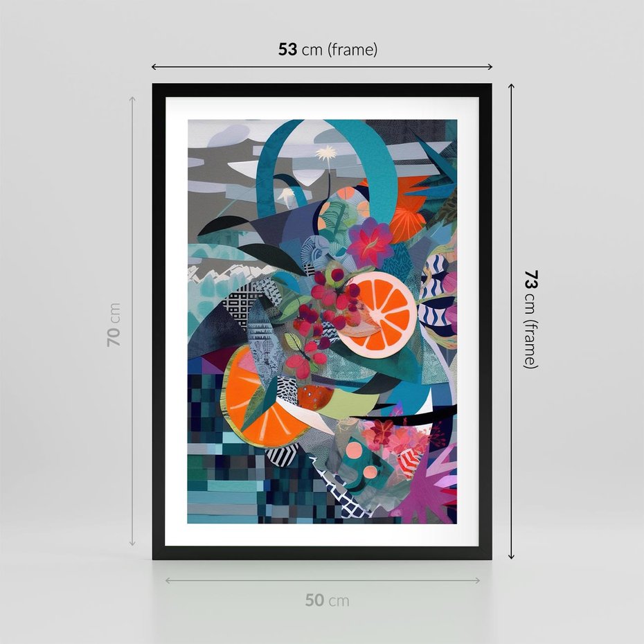 Plakat w ramie 50x70 - Migocące Widoki Harmonii - abstrakcyjny obraz, jak picasso - rama czarna