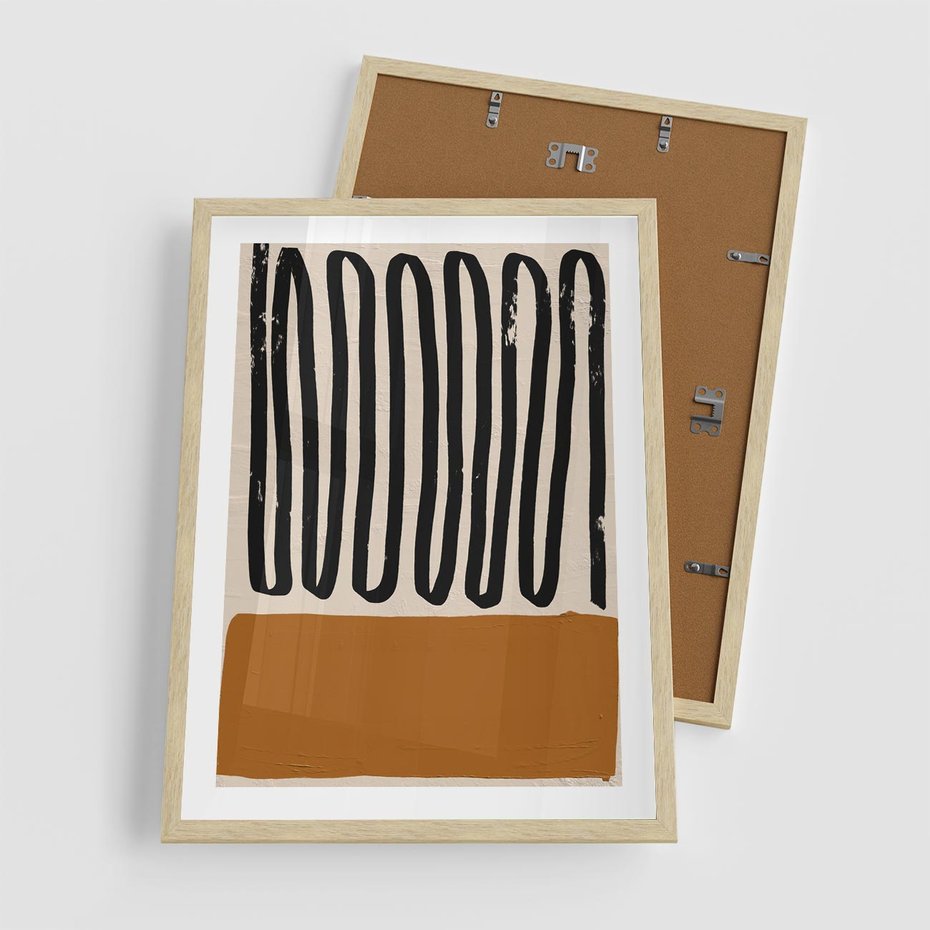 Plakat w ramie 50x70 - Boho Impulsy Kreatywności - abstrakcyjny plakat, brąz - rama drewno